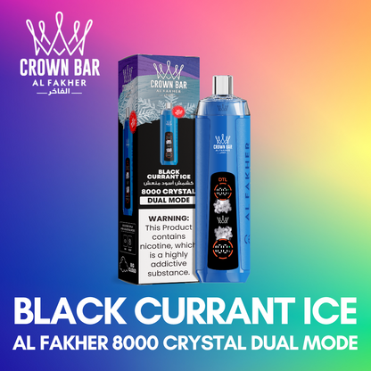 Al Fakher Crown Bar Blackcurrant Ice AL FAKHER 8000 CRYSTAL DUAL MODE Al Fakher Crown Bar Al Fakher Crown Bar Blackcurrant Ice AL FAKHER 8000 CRYSTAL DUAL MODE Al Fakher Crown Bar